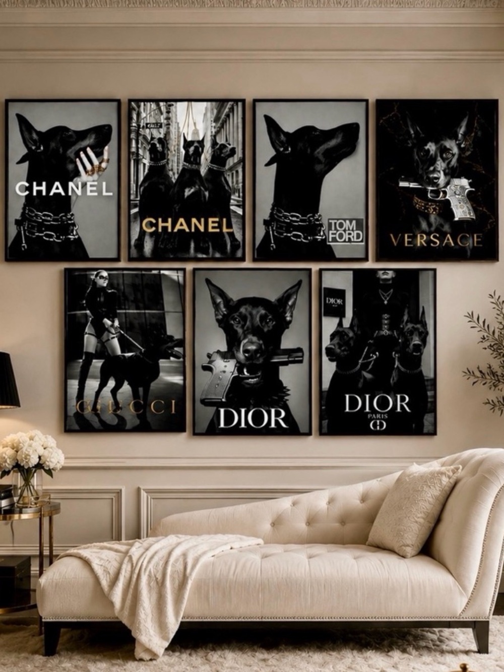 Designer Dobermans™ | Pick 5 Luxury Fashion Dog Wall Art Prints | 8x10 Chanel LV - Picture 2 of 16